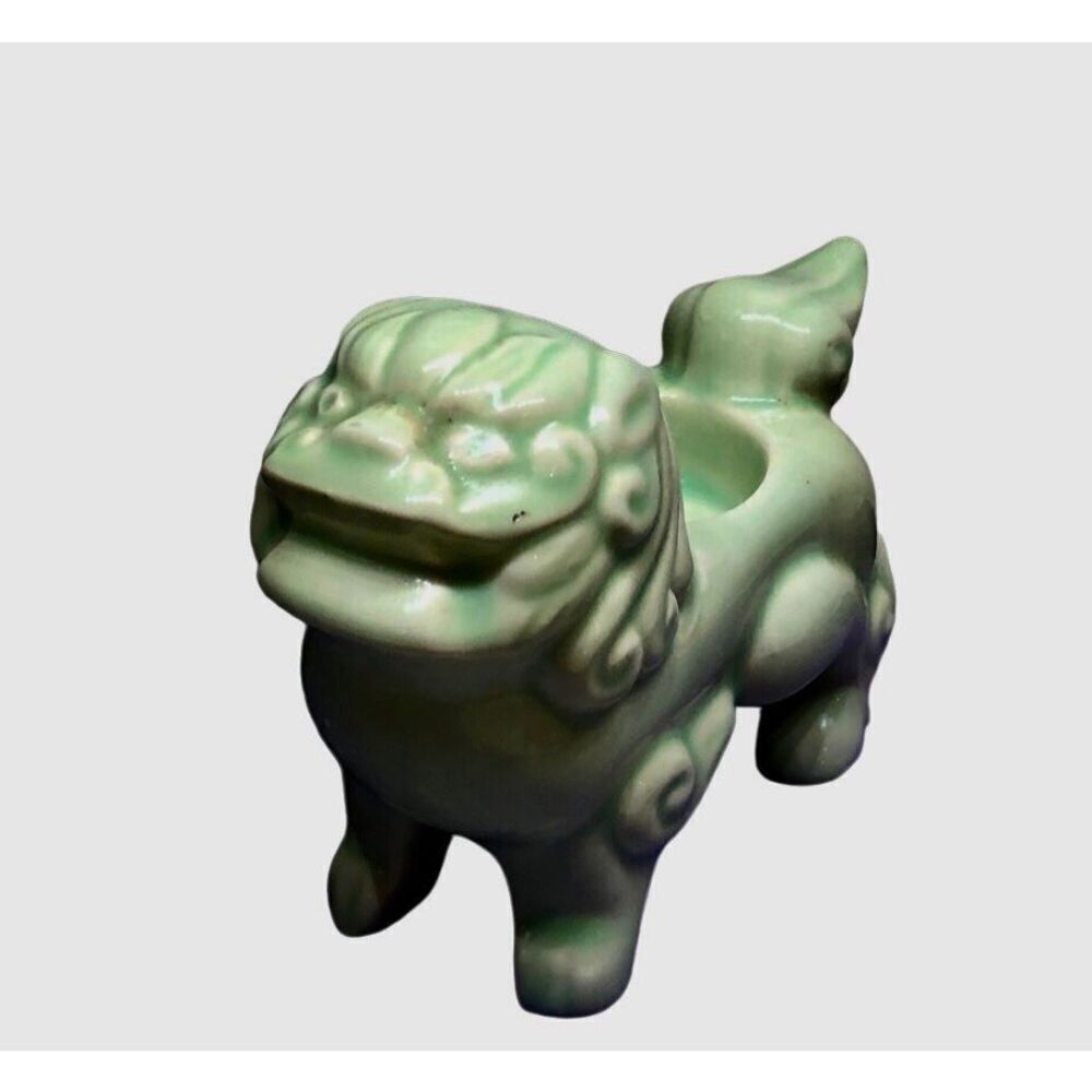 Foo Dog Candle Holder—VNT MCM Celadon Green Asian Style Figure